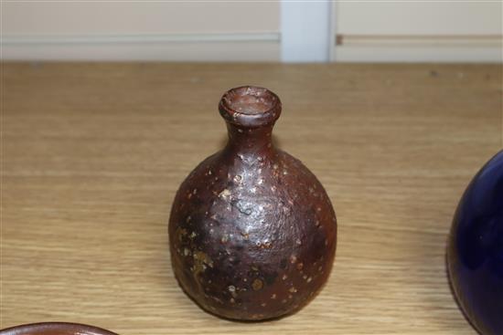 A Chinese hare fur bowl and vase height 13cm